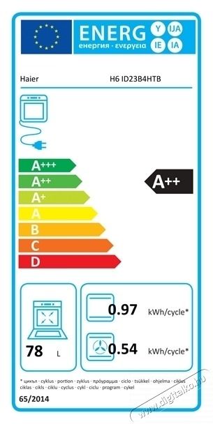 Haier H6 ID23B4HTB fekete, be&eacute;p&iacute;thető, s&uuml;tőt&eacute;r: 78L, s&uuml;tő Konyhai term&eacute;kek - S&uuml;tő-főzőlap, tűzhely (be&eacute;p&iacute;thető) - S&uuml;tő (be&eacute;p&iacute;thető) - 538451