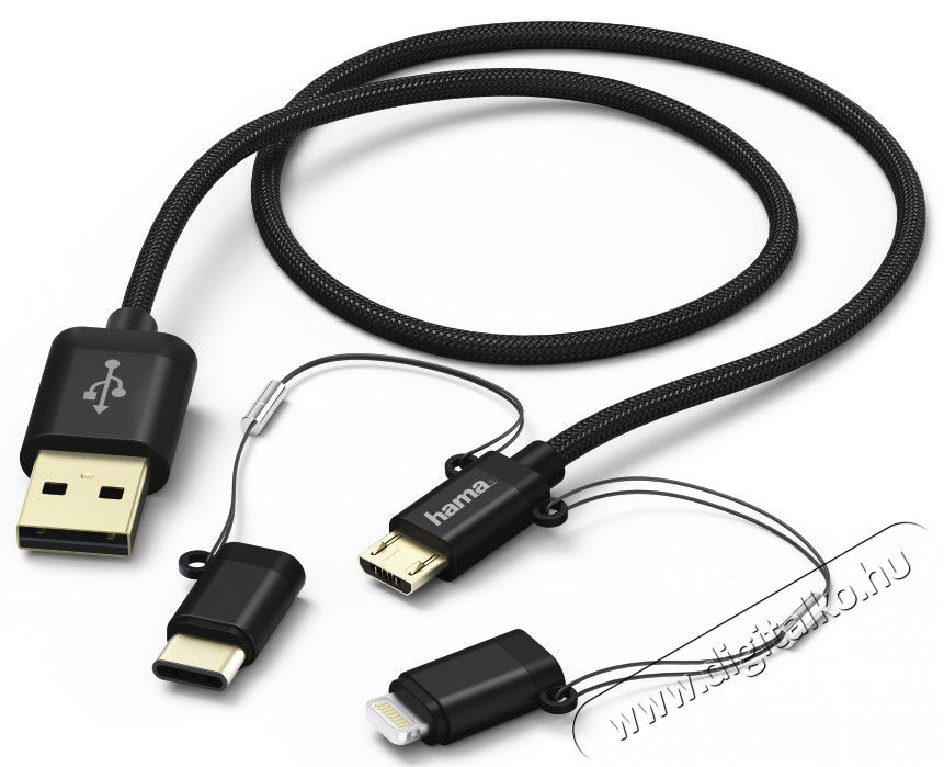 Hama 183348 3IN1 MICRO USB / TYPE-C / LIGHTNING adatkábel - 1M Fotó-Videó kiegészítők - Kábel - USB kábel - 365623