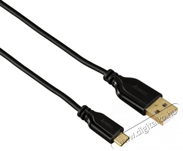 Hama Flexi-Slim micro USB adatkábel 0,75m, fekete - 135700 Fotó-Videó kiegészítők - Kábel - USB kábel - 288248
