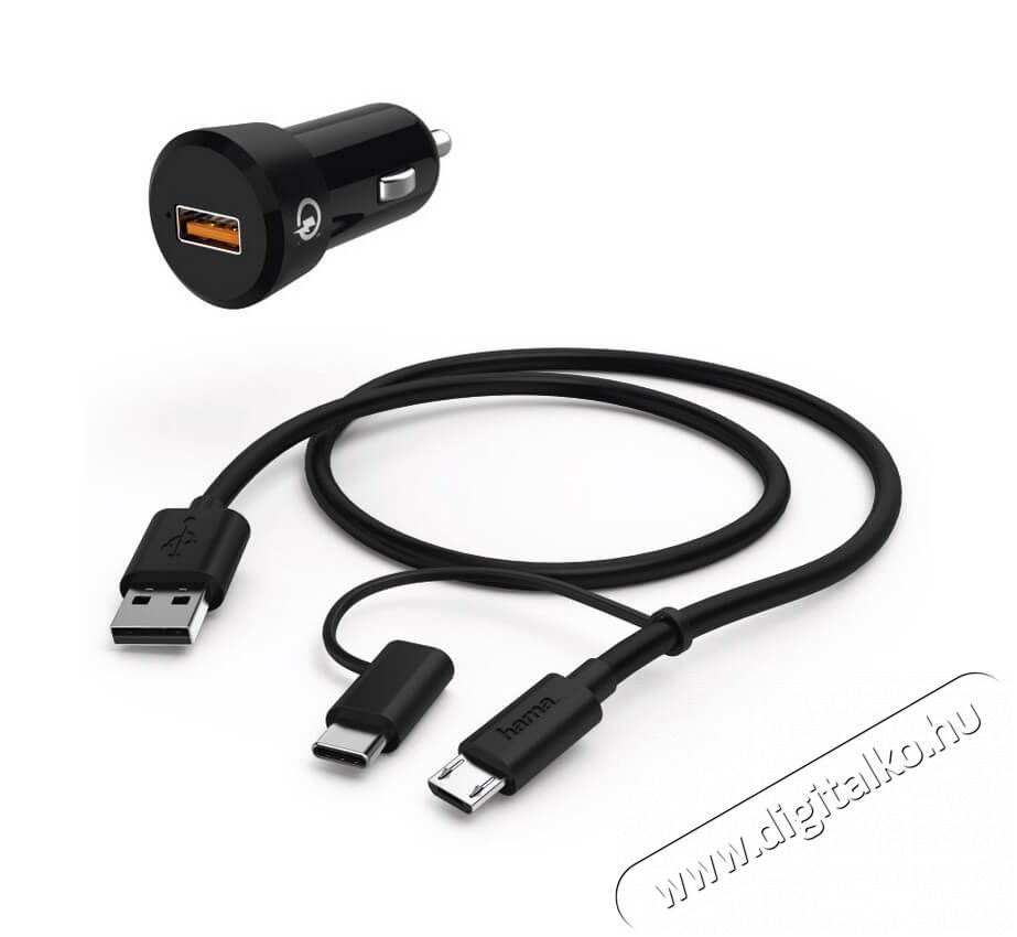 Hama autós töltő szett 19.5W (182551) Mobil / Kommunikáció / Smart - Mobiltelefon kiegészítő / tok - Hálózati-, autós töltő - 347441