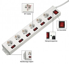 Hama hálózati elosztó 6-os, külön kapcsolható, 1,4m (137239) - fehér Háztartás / Otthon / Kültér - Világítás / elektromosság - Hálózati elosztó / hosszabbító / adapter - 315356