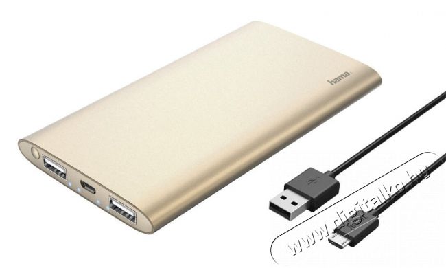 Hama Premium Alu külső akkumulátor 8000mAh - arany (173736) Mobil / Kommunikáció / Smart - Powerbank / Külső akkumulátor és töltő - 341559