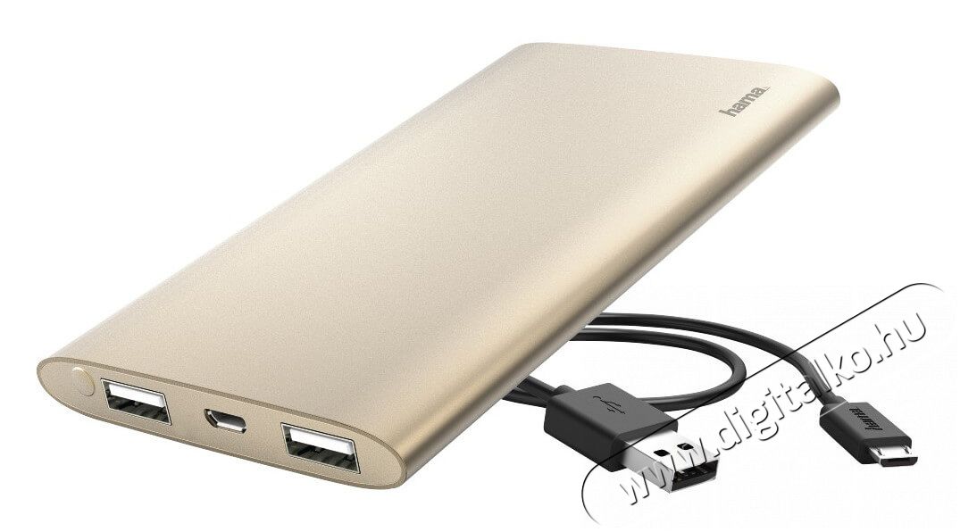 Hama Premium Alu külső akkumulátor 8000mAh - arany (173736) Mobil / Kommunikáció / Smart - Powerbank / Külső akkumulátor és töltő - 341559