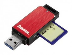 Hama USB 3.0 kártyaolvasó SD/microSD, vörös - 123902 Memória kártya / Pendrive - Kártya olvasó - 287345