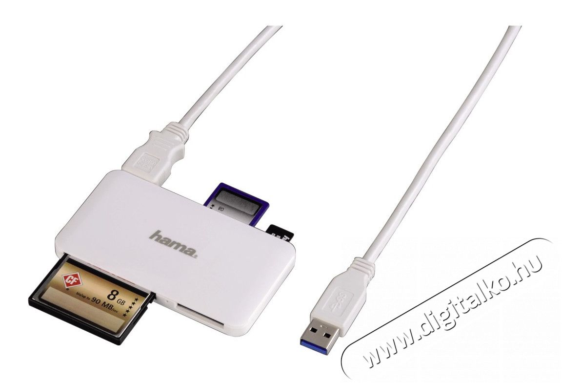 Hama USB 3.0 Slim multi kártyaolvasó, fehér - 114836 Memória kártya / Pendrive - Kártya olvasó - 275025
