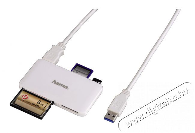 Hama USB 3.0 Slim multi kártyaolvasó, fehér - 114836 Memória kártya / Pendrive - Kártya olvasó - 275025