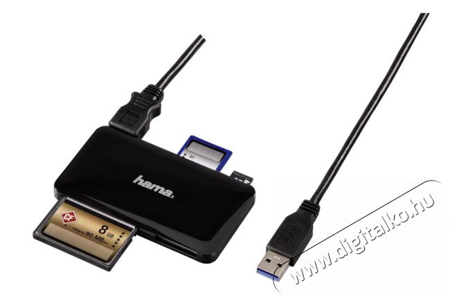 Hama USB 3.0 Slim multi kártyaolvasó, fekete - 114837 Memória kártya / Pendrive - Kártya olvasó - 275024