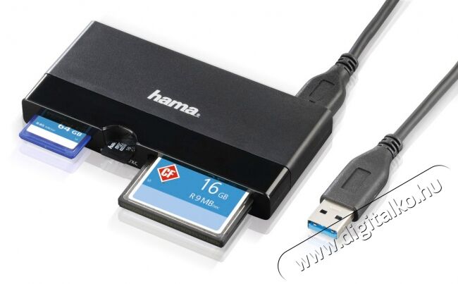 Hama USB 3.0 UHS-II SD, MICROSD, CF kártyaolvasó - 124185 Memória kártya / Pendrive - Kártya olvasó - 350540