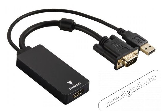 Hama VGA HDMI adapter + USB (audio) - 54547 Tv kiegészítők - Kábel / csatlakozó - Csatlakozó / elosztó / átalakító - 298897