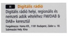 Hama DIGITÁLISRÁDIÓ DR7 DAB/DAB+/FM (HORDOZHATÓ,ELEMES) Audio-Video / Hifi / Multimédia - Rádió / órás rádió - Hordozható, zseb-, táska rádió - 345263