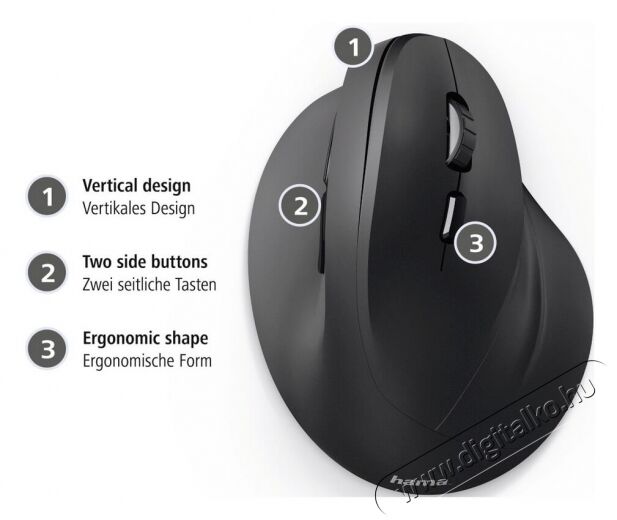 Hama Vertical Ergonomic EMC-500 optikai egér (182698) Iroda és számítástechnika - Egér - Vezetékes egér - 341155