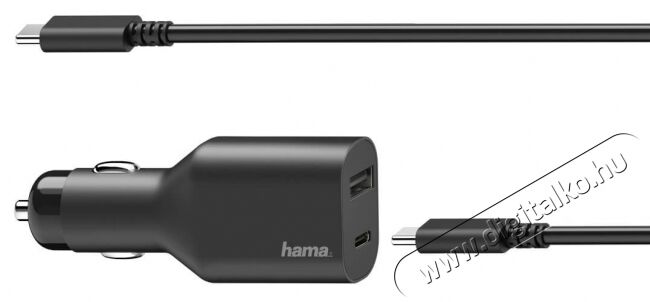 Hama UNIVERZÁLIS AUTÓS USB TYPE-C + USB-A TÖLTŐ (5-20V,70W) - fekete (200010) Autóhifi / Autó felszerelés - Autós töltő / szivargyújtó adapter - 359775