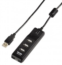 Hama USB 2.0 HUB 4 portos kapcsolós, fekete - 54590 Iroda és számítástechnika - Notebook kiegészítő - USB hub / elosztó - 287341