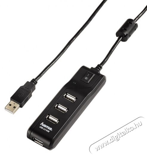 Hama USB 2.0 HUB 4 portos kapcsolós, fekete - 54590 Iroda és számítástechnika - Notebook kiegészítő - USB hub / elosztó - 287341