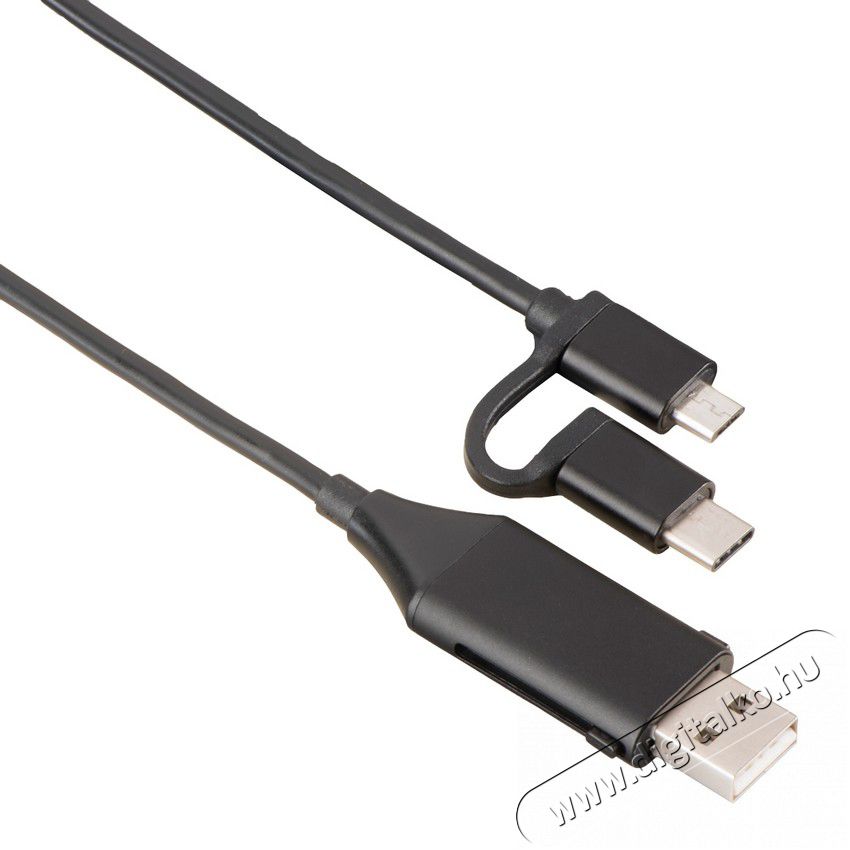 Hama 4in1 USB apa - USB-C + MicroUSB +OTG Adat és töltőkábel 1m - fekete (135745) Mobil / Kommunikáció / Smart - Mobiltelefon kiegészítő / tok - Kábel / átalakító - 344851