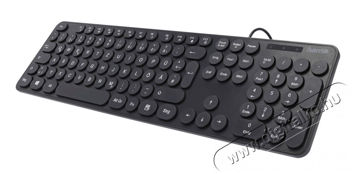 Hama KC-500 Retro USB billentyűzet (182674) - fekete Mobil / Kommunikáció / Smart - Tablet / E-book kiegészítő, tok - Billentyűzet - 351260
