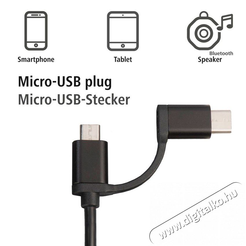 Hama 4in1 USB apa - USB-C + MicroUSB +OTG Adat és töltőkábel 1m - fekete (135745) Mobil / Kommunikáció / Smart - Mobiltelefon kiegészítő / tok - Kábel / átalakító - 344851