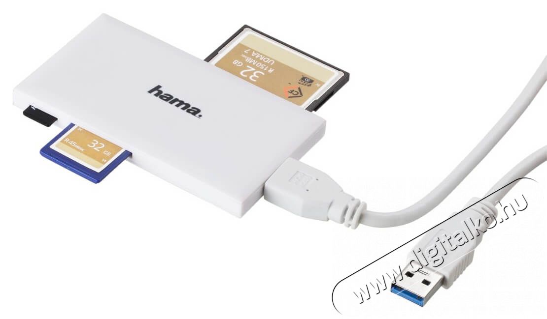 Hama USB 3.0 SUPERSPEED SLIM MULTI KÁRTYAOLVASÓ, FEHÉR,ÚJ - 181017 Memória kártya / Pendrive - Kártya olvasó - 342280