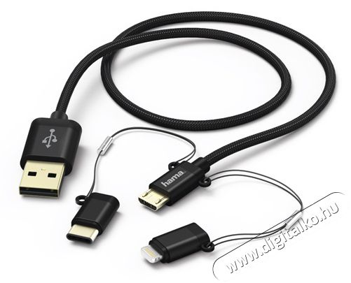 Hama 183304 micro USB / Type-C / Lightning 3 in1 1,5m adatkábel - fekete Mobil / Kommunikáció / Smart - Mobiltelefon kiegészítő / tok - Tartó / rögzítő / állvány - 379831