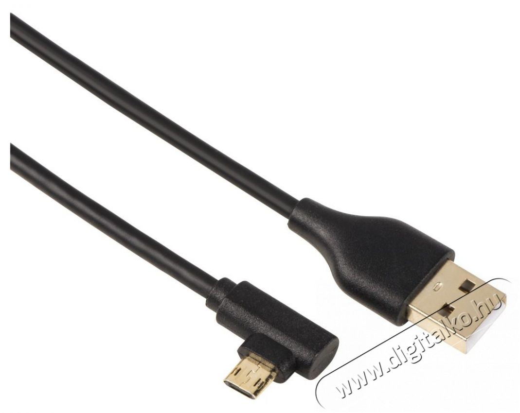 Hama USB 2.0 - micro USB 1m derékszögű adatkábel - fekete Tv kiegészítők - Kábel / csatlakozó - Csatlakozó / elosztó / átalakító - 380101