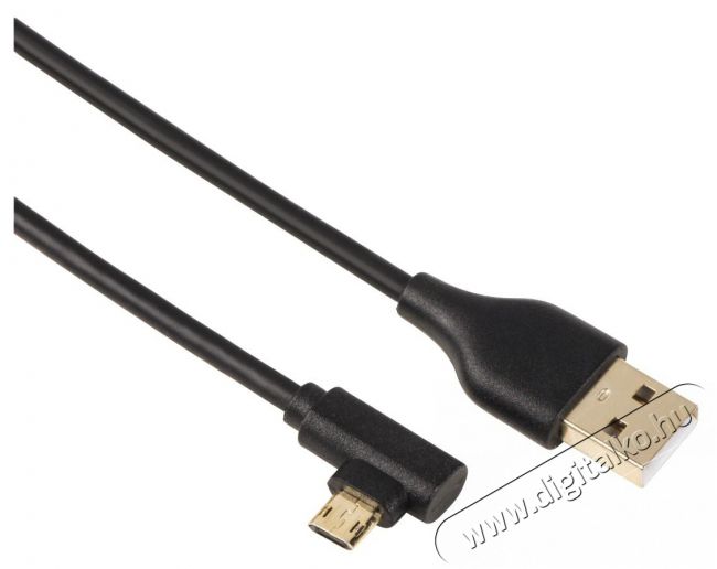 Hama USB 2.0 - micro USB 1m derékszögű adatkábel - fekete Tv kiegészítők - Kábel / csatlakozó - Csatlakozó / elosztó / átalakító - 380101