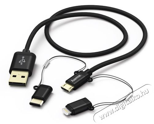Hama 183348 3IN1 MICRO USB / TYPE-C / LIGHTNING adatkábel - 1M Fotó-Videó kiegészítők - Kábel - USB kábel - 365623
