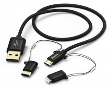 Hama 183348 3IN1 MICRO USB / TYPE-C / LIGHTNING adatkábel - 1M Fotó-Videó kiegészítők - Kábel - USB kábel - 365623
