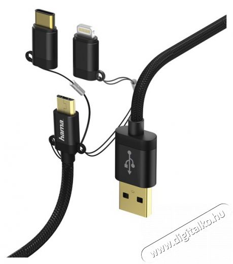 Hama 183348 3IN1 MICRO USB / TYPE-C / LIGHTNING adatkábel - 1M Fotó-Videó kiegészítők - Kábel - USB kábel - 365623