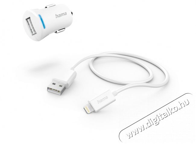 Hama 201610 FIC E3 Lighting- USB adatkábellel fehér autós töltő szett Mobil / Kommunikáció / Smart - Mobiltelefon kiegészítő / tok - Hálózati-, autós töltő - 456654