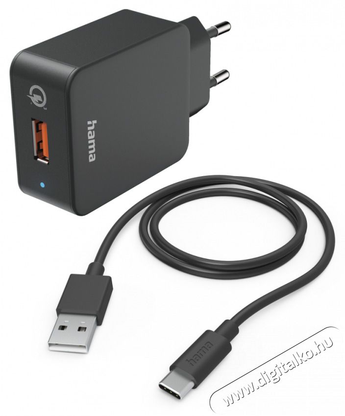 Hama 201625 HÁLÓZATI TÖLTŐ SZETT QC 3.0 USB -TYPE-C KÁBELLEL (19,5W) Mobil / Kommunikáció / Smart - Mobiltelefon kiegészítő / tok - Hálózati-, autós töltő - 478643