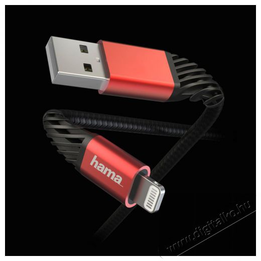 Hama Extreme Charging Cable, USB-A - Lightning, 1.5 m, Nylon, for iPhone, blk/red Mobil / Kommunikáció / Smart - Mobiltelefon kiegészítő / tok - Kábel / átalakító - 493296