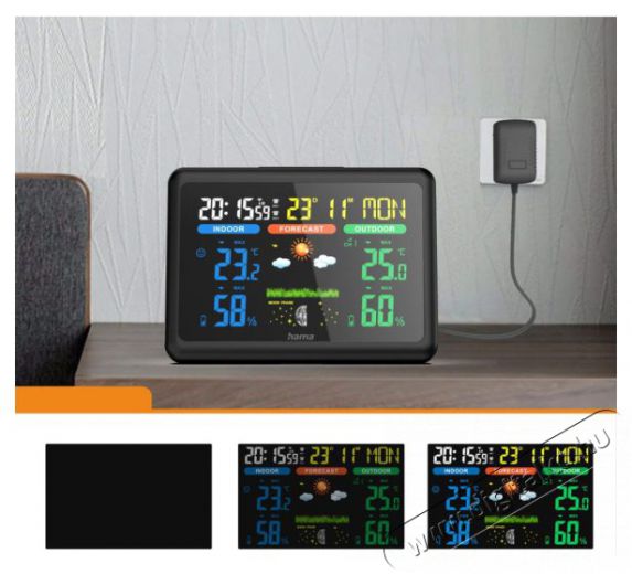 Hama Color Weather Station, black (185861) Háztartás / Otthon / Kültér - Okos otthon - Smart időjárás állomás - 492982