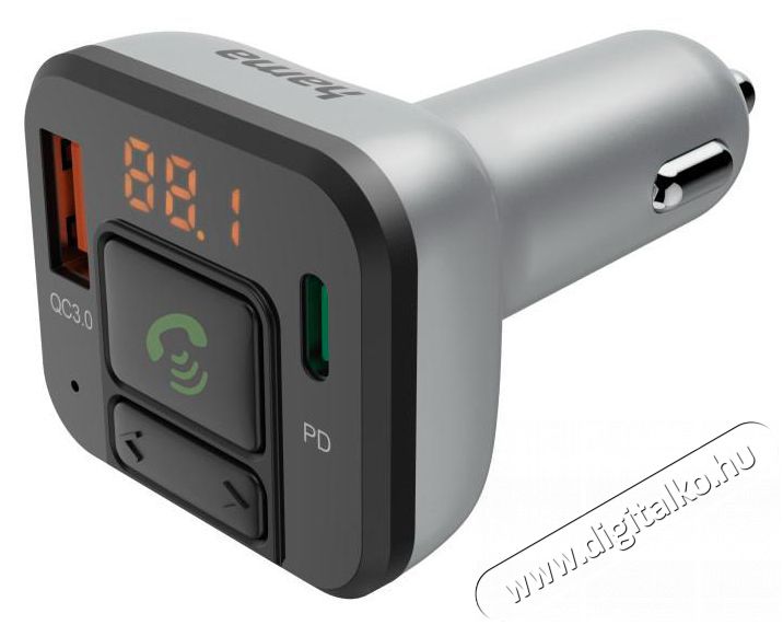 Hama 14169 FM transzmitter (USB,TYPE-C,MICROSD,BT, QC 3.0/PD)+telefon kihangosítás  Autóhifi / Autó felszerelés - FM transzmitter / modulátor - 493993