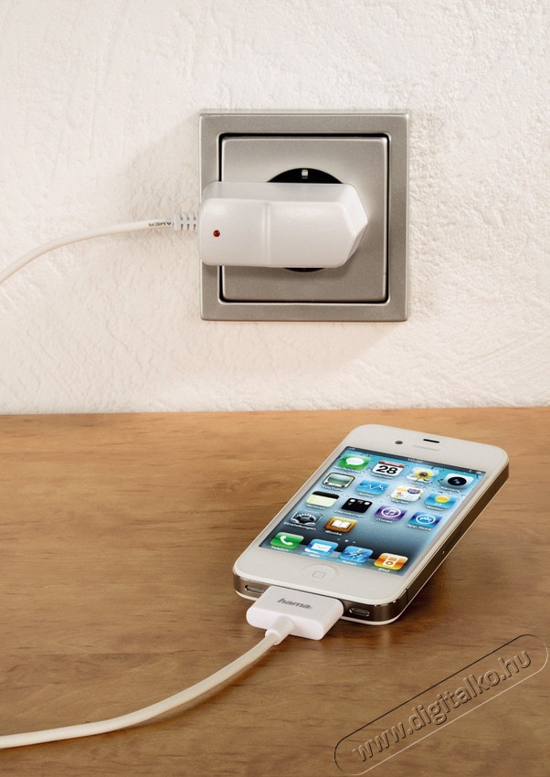 Hama Hálózati töltő Apple iPhone, iPod 1000 mA, fehér - 115098 Mobil / Kommunikáció / Smart - Mobiltelefon kiegészítő / tok - Hálózati-, autós töltő - 259554