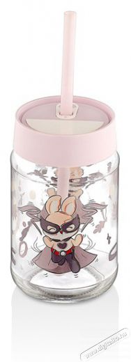 HANE IRIS Atlanta üveg italos palack szívószállal 315ml, rózsaszín vagy piros színben HN-1756 Konyhai termékek - Konyhai eszköz - Egyéb konyhai eszköz - 507681