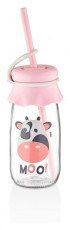 HANE IRIS Milkie Milk üveg tejes palack szívószállal 250ml, rózsaszín vagy menta színű HN-1764 Konyhai termékek - Konyhai eszköz - Egyéb konyhai eszköz - 507683
