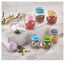HANE IRIS Macaron üveg fűszertartó 210ml, zöld, fukszia, narancs vagy citromsárga színű HN-1214 Háztartás / Otthon / Kültér - Lakásfelszerelés - Tároló - 508726