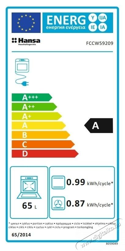 Hansa FCCW59209 elektromos tűzhely, 4 főzőz&oacute;na, Elektromos s&uuml;tő, Grill, A energiaoszt&aacute;ly, Feh&eacute;r Konyhai term&eacute;kek - S&uuml;tő-főzőlap, tűzhely (szabadon&aacute;ll&oacute;) - Elektromos tűzhely (szabadon&aacute;ll&oacute;) - 533420