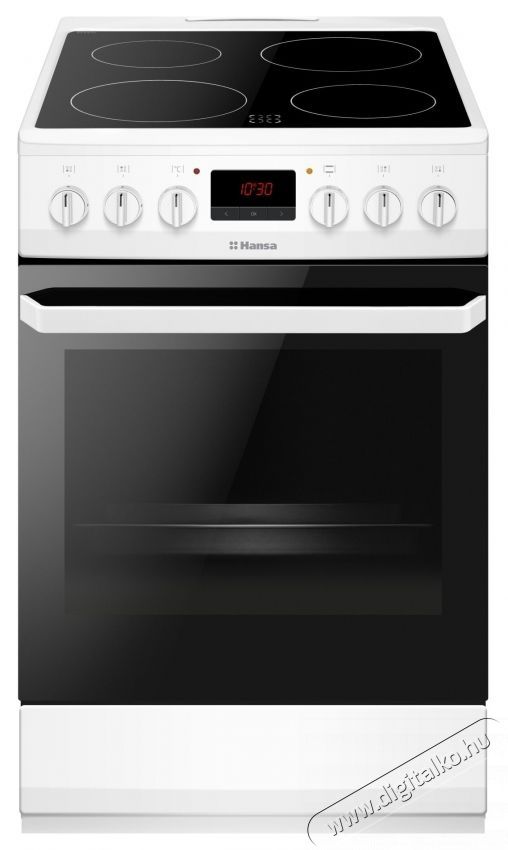 Hansa FCCW59209 elektromos tűzhely, 4 főzőz&oacute;na, Elektromos s&uuml;tő, Grill, A energiaoszt&aacute;ly, Feh&eacute;r Konyhai term&eacute;kek - S&uuml;tő-főzőlap, tűzhely (szabadon&aacute;ll&oacute;) - Elektromos tűzhely (szabadon&aacute;ll&oacute;) - 533420
