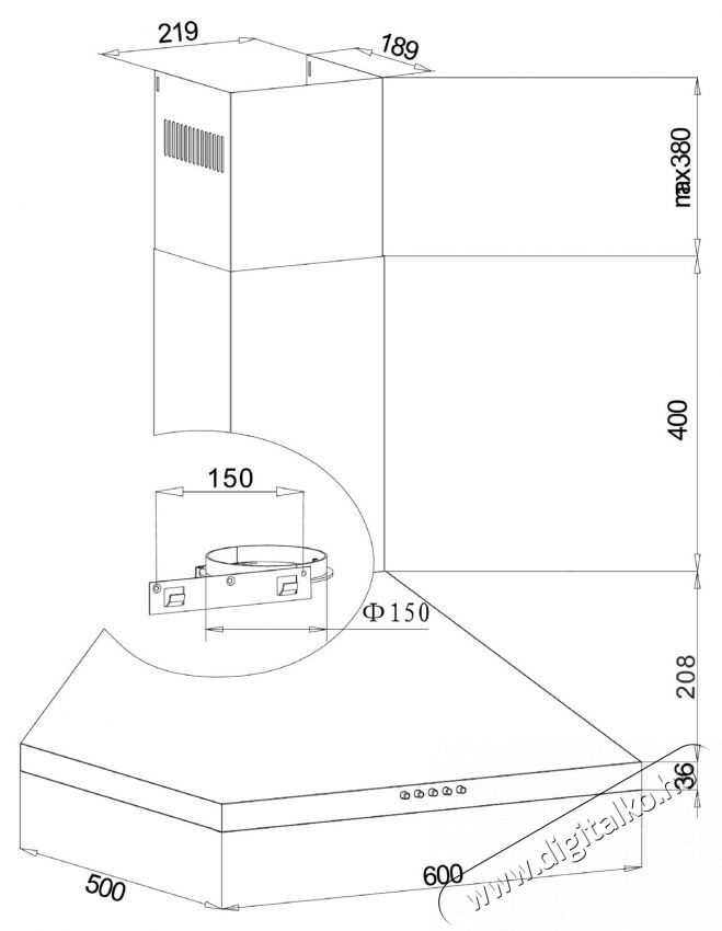 Hansa OKP6321ZH dekorat&iacute;v be&eacute;p&iacute;thető p&aacute;raelsz&iacute;v&oacute;, abszorpci&oacute;s teljes&iacute;tm&eacute;ny 420 m3 / h, 1 motor, 60 cm, rozsdamentes ac&eacute;l Konyhai term&eacute;kek - P&aacute;raelsz&iacute;v&oacute; - K&uuml;rtős - 533418
