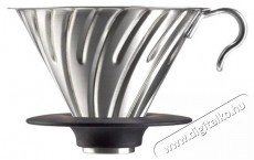 Hario Dripper V60-02, acél, szilikon alappal Konyhai termékek - Kávéfőző / kávéörlő / kiegészítő - Filteres kávéfőző - 524866