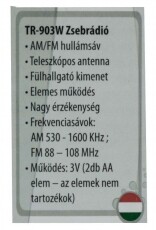 Hauser TR903W rádió Audio-Video / Hifi / Multimédia - Rádió / órás rádió - Hordozható, zseb-, táska rádió - 309402