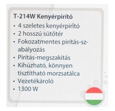 Hauser T214W kenyérpirító - fehér Konyhai termékek - Konyhai kisgép (sütés / főzés / hűtés / ételkészítés) - Kenyérpirító - 298552