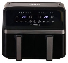 HAUSBERG HB-2373NG 2200-2400W dupla kosaras fekete 8,4 L forrólevegős sütő (air fryer/airfryer) Konyhai termékek - Konyhai kisgép (sütés / főzés / hűtés / ételkészítés) - Olajsütő - 503122