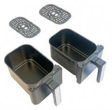 HAUSBERG HB-2373NG 2200-2400W dupla kosaras fekete 8,4 L forrólevegős sütő (air fryer/airfryer) Konyhai termékek - Konyhai kisgép (sütés / főzés / hűtés / ételkészítés) - Olajsütő - 503122