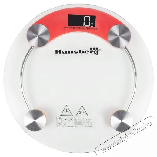 HAUSBERG HB-6000RS vörös üveg fürdőszobai mérleg Szépségápolás / Egészség - Mérleg - Személy mérleg - 502567