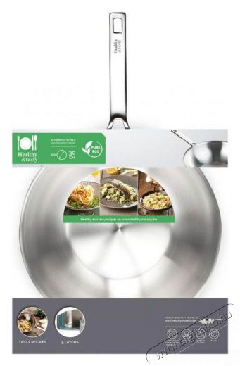 Healthy and tasty HT1006 30 cm-es wok serpenyő - rozsdamentes Konyhai termékek - Edény - Wok serpenyő - 338047