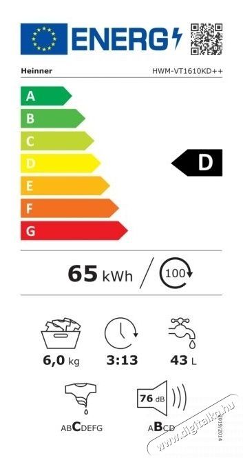 Heinner HWM-VT1610KD++ mos&oacute;g&eacute;p H&aacute;ztart&aacute;s / Otthon / K&uuml;lt&eacute;r - Mos&oacute;g&eacute;p / sz&aacute;r&iacute;t&oacute;g&eacute;p - El&ouml;lt&ouml;ltős norm&aacute;l (60cm-ig) mos&oacute;g&eacute;p - 531159