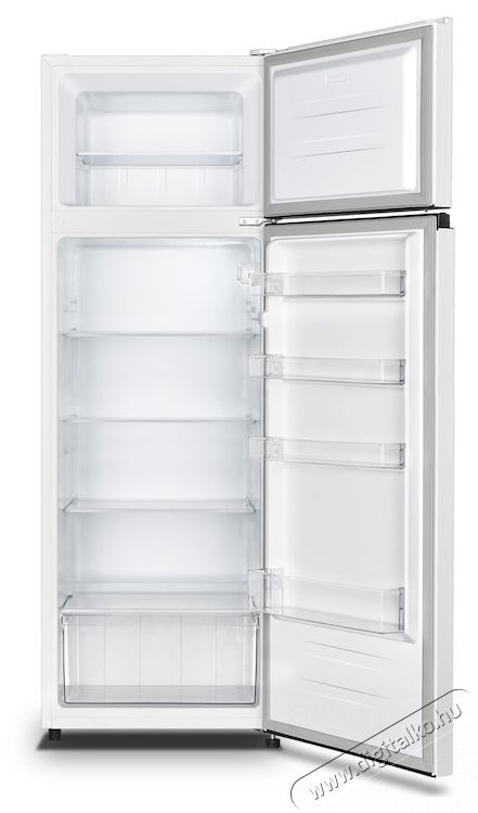 Heinner HF-HS243E++ Hűtőszekr&eacute;ny, 243 l, Mechanikus vez&eacute;rl&eacute;s &aacute;ll&iacute;that&oacute; termoszt&aacute;ttal, LED vil&aacute;g&iacute;t&aacute;s, E energiaoszt&aacute;ly, M 161 cm, Feh&eacute;r Konyhai term&eacute;kek - Hűtő, fagyaszt&oacute; (szabadon&aacute;ll&oacute;) - Fel&uuml;lfagyaszt&oacute;s kombin&aacute;lt hűtő - 533461