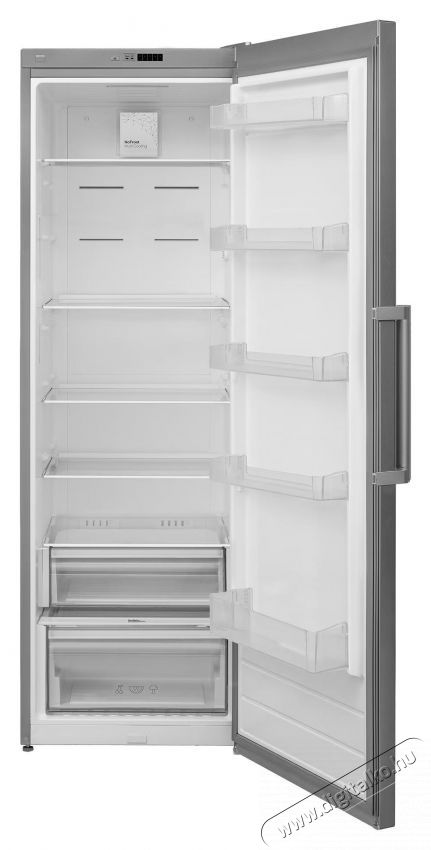 Heinner HF-V401NFXE++, Egyajt&oacute;s hűtő, 389 l, No Frost, E energiaoszt&aacute;ly, LED vil&aacute;g&iacute;t&aacute;s, Elektronikus vez&eacute;rl&eacute;s, M 186 cm, Rozsdamentes ac&eacute;l Konyhai term&eacute;kek - Hűtő, fagyaszt&oacute; (szabadon&aacute;ll&oacute;) - Egyajt&oacute;s hűtő - 533447